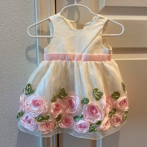 American Princess cream & pink rose dress &sweater